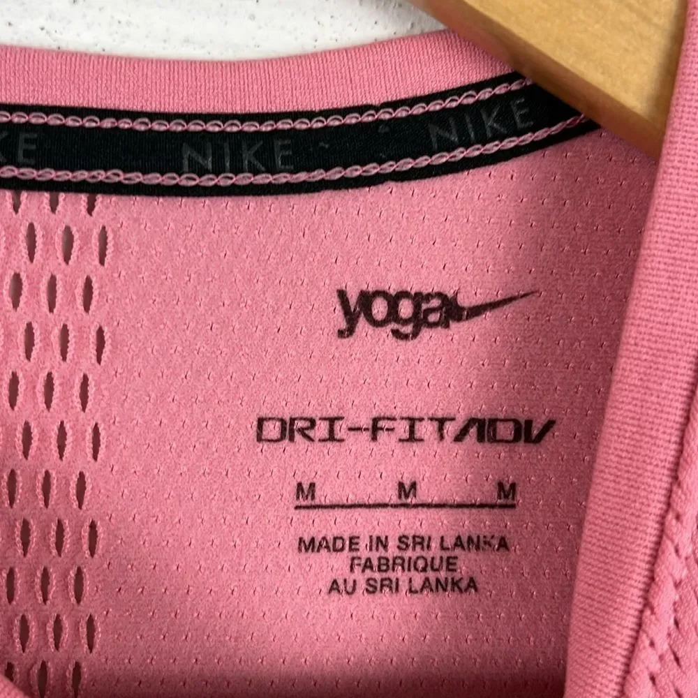 Nike Yoga women’s Dri-Fit Adv luxe short sleeve pink crop top athletic size M